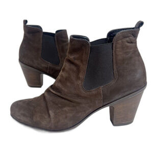 Paul Green Juno Brown Suede Nuback Ankle Boots Booties Chelsea Size